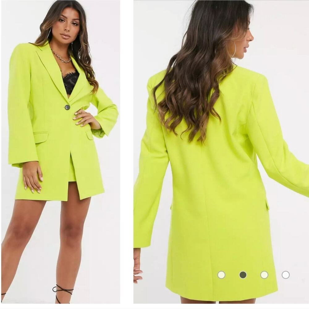 ASOS DESIGN longline suit blazer in chartreuse Sz 10 (Fits Like 12/14)